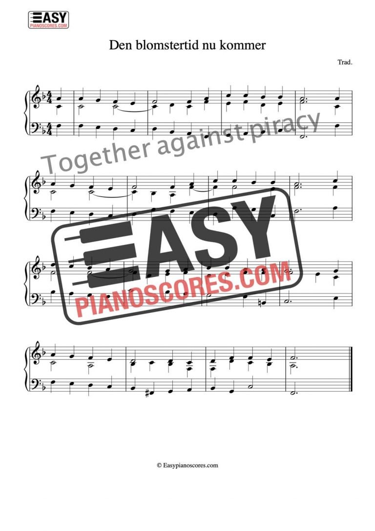 Den Blomstertid Nu Kommer Ackord Piano